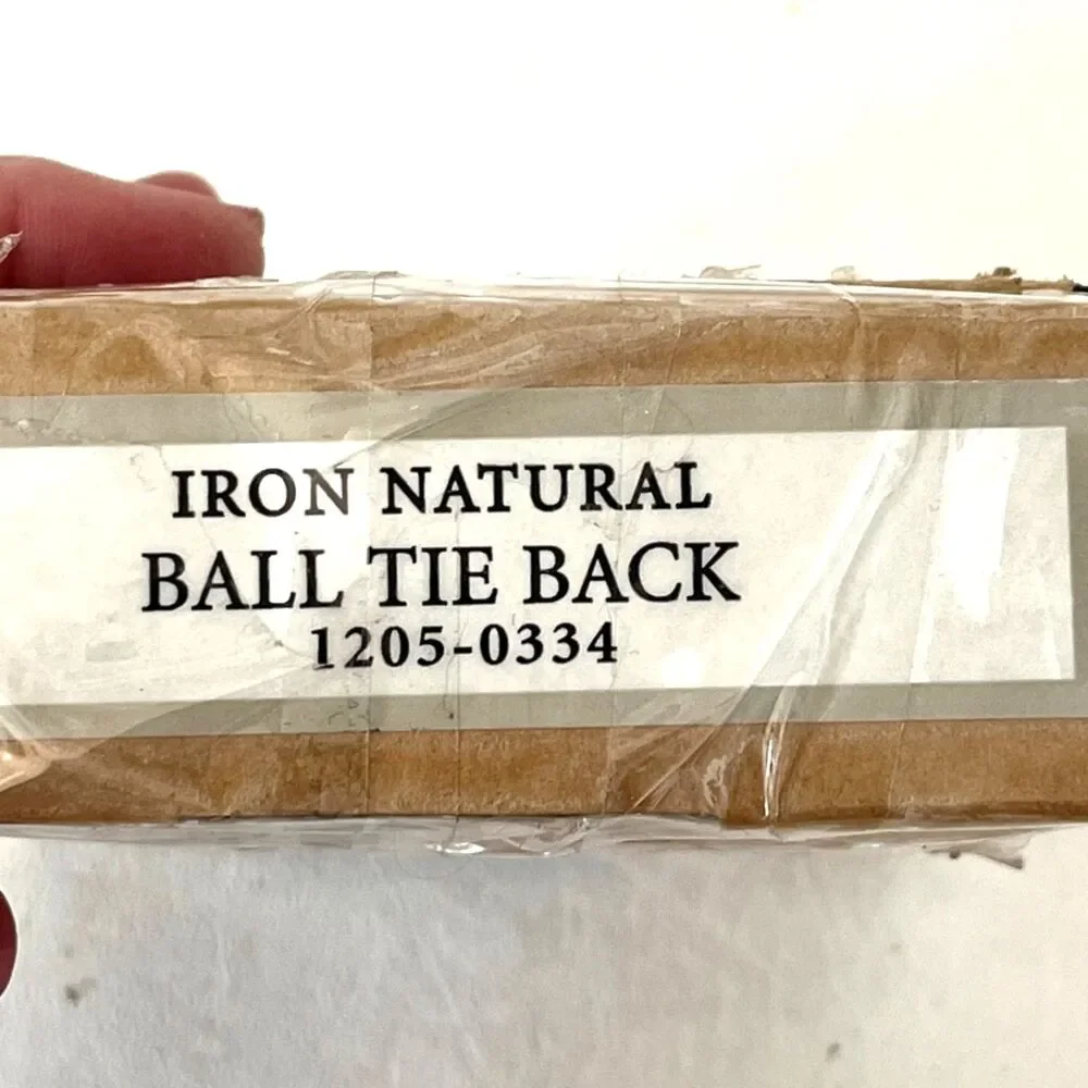 Restoration Hardware Ball Finial Tie Back Natural Iron Finish NEW in Open Box